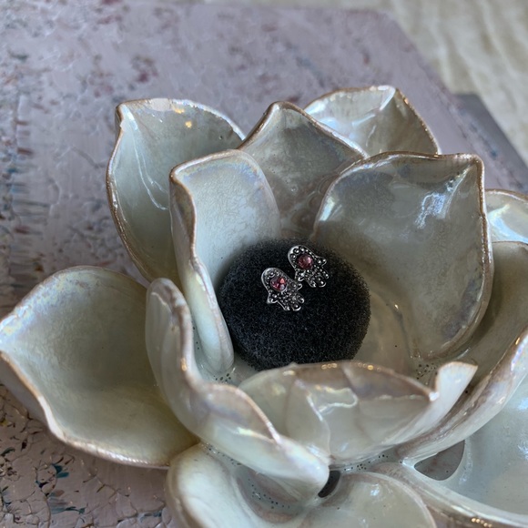 🕉🆕Dainty Hamsa Amethyst + Silver Stud Earrings - Picture 7 of 7